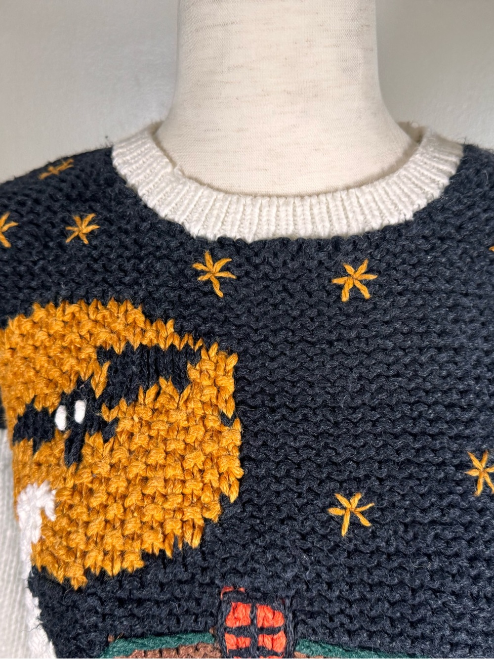 Vintage Casual Corner Hand Knit Pumpkin Halloween Ghosts Teacher Sweater Sz S - Picture 6 of 11